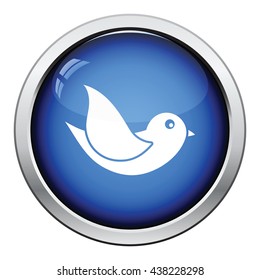 Bird icon. Glossy button design. Vector illustration.
