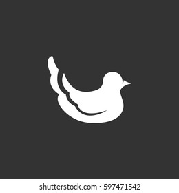 Bird icon illustration isolated on black background. Bird vector logo. Flat design style. Modern vector pictogram, sign, symbol for web graphics - stock vector