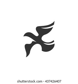 Bird icon isolated on a white background. Logo silhouette design template. Simple symbol concept in flat style. Abstract sign, pictogram for web, mobile and infographics - stock vector