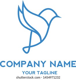 BIRD ICON LABEL LOGO VECTOR DESIGNS BLUE