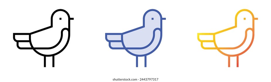 icono de pájaro. Diseño de estilo de relleno lineal, azul y degradado aislado sobre fondo blanco