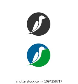 Bird icon logo, circle bird vector silhouette flat design.