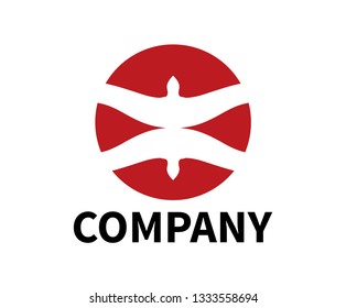 bird icon logo design illustration template. flying travel over sky with open wing with circle background