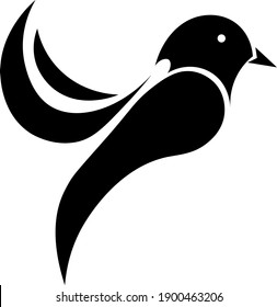bird icon, new brand logo, black and white illustration