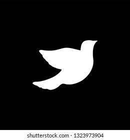 Bird Icon On Black Background. Black Flat Style Vector Illustration.