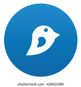 Bird icon on blue button,vector