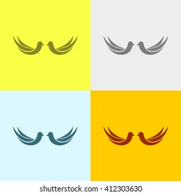 Bird Icon on Four Different Backgrounds. Eps-10.