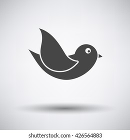 Bird icon on gray background with round shadow. Vector illustration.