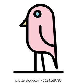 Bird icon. Outline ird vector icon color flat isolated