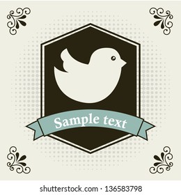 bird icon over label background. vector illustration