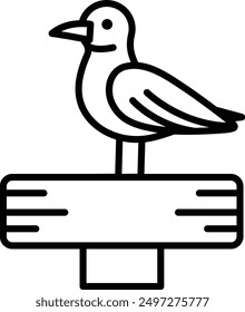 A Bird icon perched on signpost in line style.