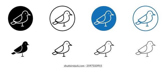 Bird icon set in black and blue colors on white background