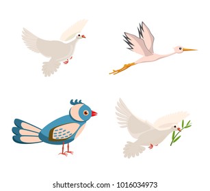 Bird icon set. Cartoon set of bird vector icons for web design isolated on white background
