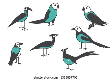 bird icon. Set of different bird vector illustration.