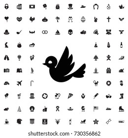 Bird icon. set of filled holiday icons.