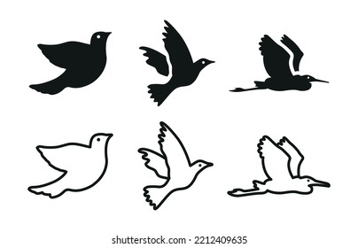 Bird Icon Set In Flat Style. Vector Elements For Design.. Black Icon Vector Illustration