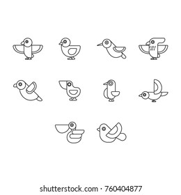 bird icon set outline