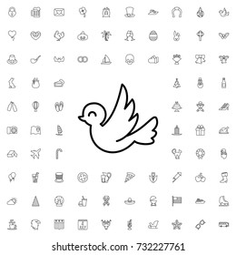 Bird icon. set of outline holiday icons.