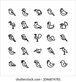Bird icon set vector line for website, mobile app, presentation, social media. Suitable for user interface and user experience.