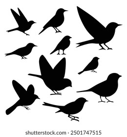 Bird icon, silhouette black vector clip art illustration
