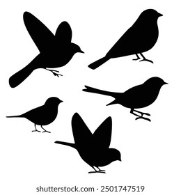 Bird icon, silhouette black vector clip art illustration