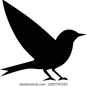 Bird icon, silhouette black vector clip art illustration