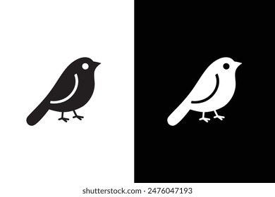 Bird icon, silhouette, logo on white black background. A Bird black white Silhouette vector.