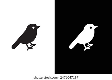 Icono de pájaro, silueta, logotipo sobre fondo blanco negro. Un Vector de silueta blanco y negro Bird.