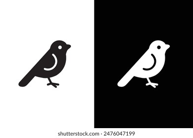 Bird icon, silhouette, logo on white black background. A Bird black white Silhouette vector.