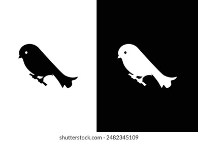 Bird icon, silhouette, logo on white black background. Bird Silhouette