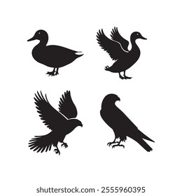 bird icon silhouette vector arts