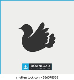 bird icon. Simple filled bird icon. On white background.
