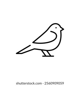 Bird icon. Simple outline style. Little bird silhouette, cute standing, nature, wild, wings, fauna, animal, wildlife concept. Thin line symbol. Vector illustration isolated.