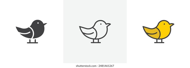 Bird icon symbol collection on white background.