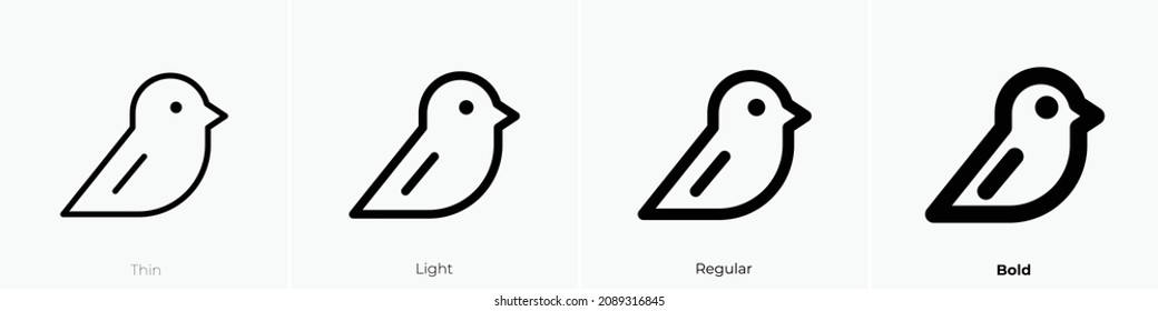 bird icon. Thin, Light Regular And Bold style design isolated on white background