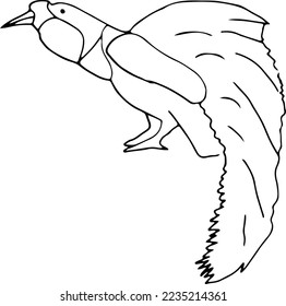 Vogelsymbol, dünner Linienstil, flaches Design, handgezeichnet, handgezeichnet