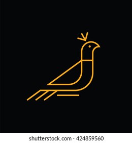 Bird icon, thin line style, flat design.