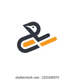 plantilla de ilustración de diseño de letra dp de icono de pájaro 