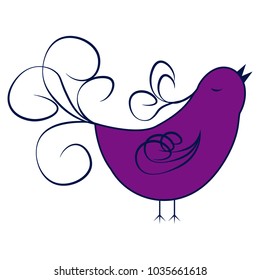 Bird icon. Vector illustration of a fabulous bird. Hand drawn cartoon bird.