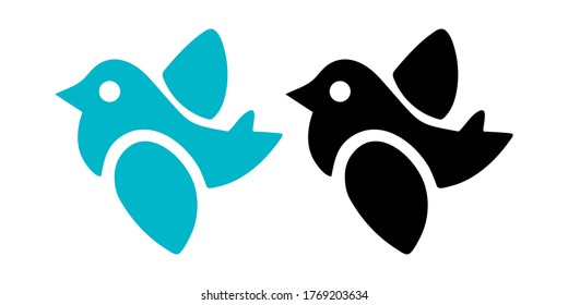 Bird icon vector illustration flat style isolated on white background.