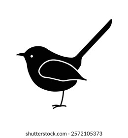 Bird icon. Bird vector illustration. Small Bird With Long Tail. Isolated on white background.	