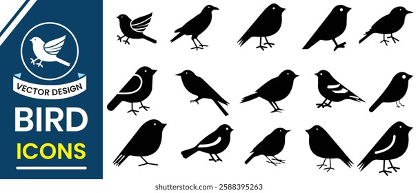 Bird icon vector illustration. Bird symbol for logo, app and web design. Flying Bird vector, Set of silhouettes of birds sign and symbol. Flying, sitting vector set. Vector illustration.