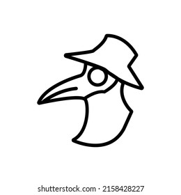 bird icon wearing a hat for logo or symbol design purposes