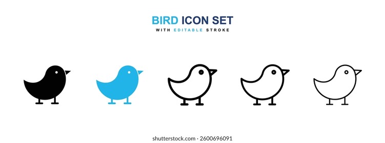 Bird icons graphics set in black and blue colors