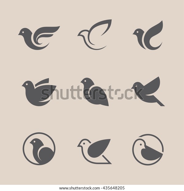 Nieuw Vogel iconen set. Duif en duif stockvector (rechtenvrij) 435648205 JN-58