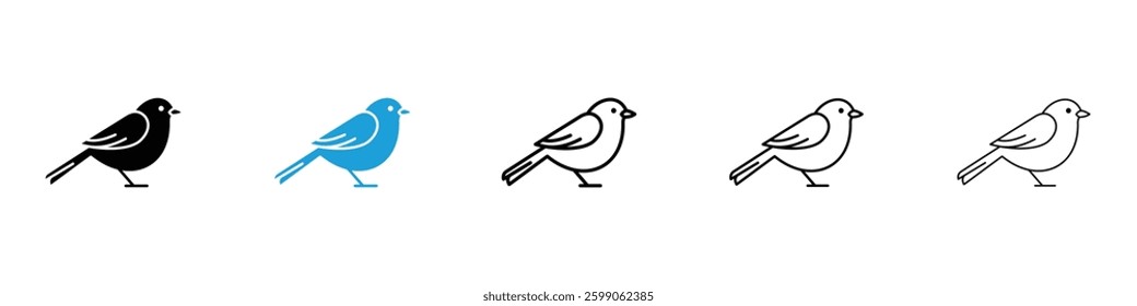 Bird icons vector illustrations in black and blue colors for web and ui designs