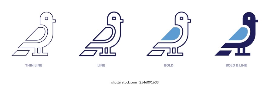 Bird identification icon in 4 different styles. Thin Line, Line, Bold, and Bold Line. Duotone style. Editable stroke.