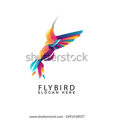 bird illustration with a colorful gradient display