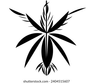 Bird illustration design with open wings in black color