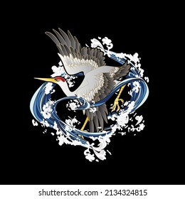 bird illustration design for sukajan is mean japan traditional cloth or t-shirt with digital hand drawn Embroidery Men T-shirts Summer Casual Short Sleeve Hip Hop T Shirt Streetwear